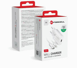 Forcell 20w-os usb-c töltő szett, c-lightning kábellel