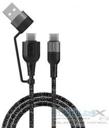 4smarts Combo CA USB / USB-C / USB-C szövet kombó töltő- és adatkábel, 1, 5m, fekete - mobil-box
