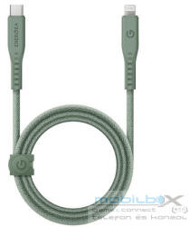 Energea Flow C94 USB-C / Lightning MFI szövet gyorstöltő- és adatkábel, 1.5m, 60W, 3A, zöld - mobil-box