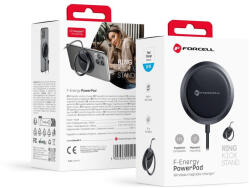 Forcell F-ENERGY PowerPod vezeték nélküli töltő gyűrűs/rúgó állvánnyal, Magsafe töltő 15W fekete