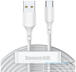 Baseus Simple Wisdom USB / USB-C töltő- és adatkábel, 1, 5m, fehér (2db)
