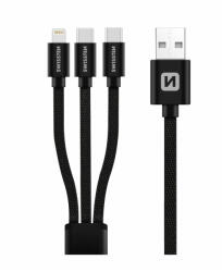 SWISSTEN DATA CABLE TEXTILE 3in1 1, 2 M BLACK töltő és adatkábel fekete