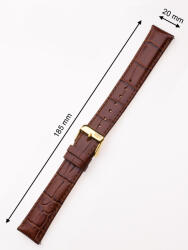 Perigaum Leather Strap 20 x 185 mm Brown Gold Clasp,
