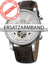 Perigaum Replacement Strap Leather P-1111 Brown Silver Clasp 24 mm,
