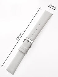 Perigaum Leather Strap 22 x 170 mm White Silver Clasp, (Leather Strap 22 x 170 mm White Silver Clasp)