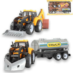 Magic Toys Engineering Truck: Set de utilaje din 2 părți cu tractoare, cisternă și butoi (MKK142656)