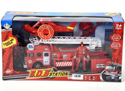 Magic Toys Mașină de pompieri și elicopter cu sunete, lumini și figurine (MKL337523)