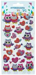 Luna The Littlies: Set de autocolante 3D pufos cu bufnițe strălucitoare, 10x22 cm (000646990)