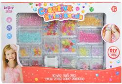 Magic Toys Creative StringBeads: Set de mărgele bijuterii cu peste 200+ de mărgele colorate transparente (MKK251610)