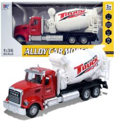 Magic Toys Heavy Duty Truck: Model de autobetonieră metalica cu usi care se deschid si tambur rotativ 1/36 (MKM611572)