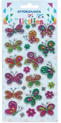 Luna The Littlies: Set de autocolante 3D pufoase cu fluturi colorați pe coală de 10x22cm (000646973)