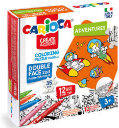 CARIOCA Aventuri puzzle care se poate colora cu 12 bucăți de marker - Carioca (43045)