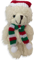 Semo Toys Breloc ursuleț de pluș alb, cu căciulă de Moș Crăciun, 12 cm (896283/mf) Figurina