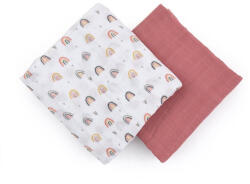 Petite&Mars Set 2 Scutece din Muselina de Bambus Petite&Mars Misty Rose Rainbow 120x120cm Multicolor (417362)