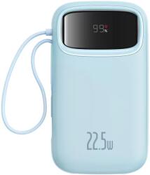 Baseus Baterie Externa Baseus Qpow2 10.000 mAh Cablu Dual USB-C si Lightning incorporat Incarcare rapida 22.5W Digital Display Albastru (P10055003313-00)