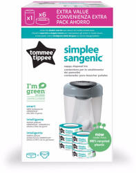 Tommee Tippee pelenkacsomagoló vödör Simple Sangenic fehér 6db-os utántöltővel - babycenter-online