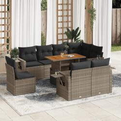 vidaXL 9 részes szürke polyrattan kerti ülőgarnitúra párnákkal (3327168)