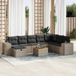 vidaXL 9 részes szürke polyrattan kerti ülőgarnitúra párnákkal (3325889)