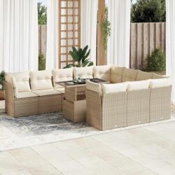 vidaXL 11 részes bézs polyrattan kerti ülőgarnitúra párnákkal (3326229)