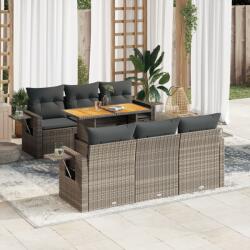 vidaXL 7 részes szürke polyrattan kerti ülőgarnitúra párnákkal (3327112)