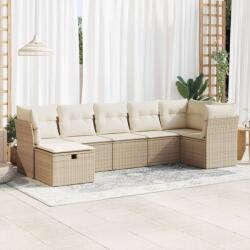 vidaXL 7 részes bézs polyrattan kerti ülőgarnitúra párnákkal (3325304)