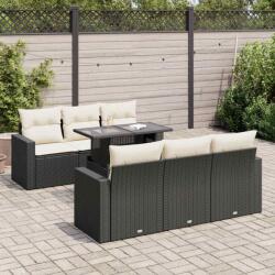 vidaXL 7 részes fekete polyrattan kerti ülőgarnitúra párnával (3326257)
