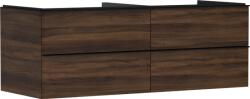 Hansgrohe Xelu Q Konzolos mosdószekrény 1360/550, sötét dió színű, 4 fiókkal, ráültetett mosdótálakhoz 54089670 (54089670)