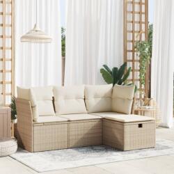 vidaXL 4 részes bézs polyrattan kerti ülőgarnitúra párnákkal (3325254)