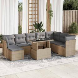 vidaXL 9 részes bézs polyrattan kerti ülőgarnitúra párnákkal (3326210)