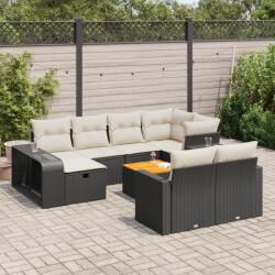 vidaXL 11 részes fekete polyrattan kerti ülőgarnitúra párnákkal (3326080)