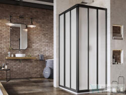 RAVAK SUPERNOVA ASRV3+ASRV3 90x90 cm-es tolóajtós, sarokbelépős zuhanykabin, fekete/pearl 15V703R211SET9090 (15V703R211SET9090)