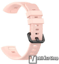  Okosóra szíj - RÓZSASZÍN - szilikon, Twill mintás - 93mm + 121mm hosszú, 19mm széles - HUAWEI Band 4 Pro