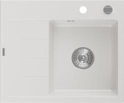 Mexen Ben, 1 kamrás gránit mosogató 600x500x190 mm, jobb + króm szifon, fehér, 6523605000-20 (6523605000-20)