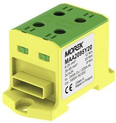 MOREK OTL95-2B Fővezetéki sorkapocs, 2xAl/Cu 6-95 mm2 / 3*1*24, 1500V, zöld/sárga, flexisínhez (MAA2095Y20) (MAA2095Y20)