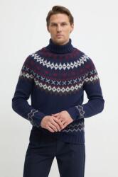 Barbour gyapjú pulóver férfi, sötétkék, garbónyakú - sötétkék XL