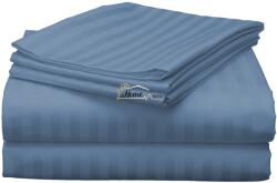 HomePuls Cearsaf de pat dublu extra large Damasc Policoton dunga 1 cm, 230x260 cm, Bleu