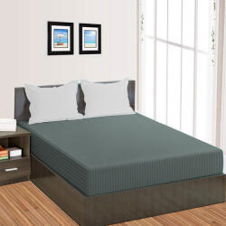 HomePuls Cearsaf de pat cu elastic Damasc Policoton dunga 1 cm, 210x250 cm pentru saltea 160x200 cm, Gri Inchis