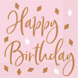 Születésnap Happy Birthday Blush szalvéta 16 db-os 33x33 cm