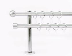 19 mm Ø Oslo karnis szett, 2 soros, inox, block tartóval (200 cm)