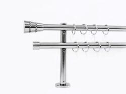  19 mm Ø Monaco karnis szett, 2 soros, inox, block tartóval (160 cm)