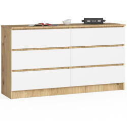 AKORD AKORD CLP Artisan Tölgy Fehér 6-Fiókos Komód (AKO-OP0LK-140SZ6-ARTBIA)