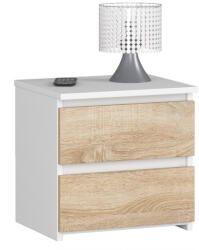 AKORD Furniture Factory AKORD CLP CL2 Éjjeliszekrény Laminált Fehér-Sonoma Tölgy Kétfiókos (AKO-OP0LCL2BIASON001)