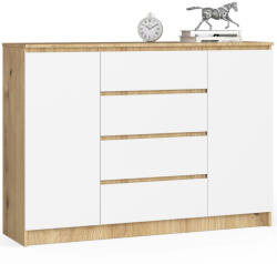AKORD AKORD CLP Artisan Komód 138 Laminált Tölgy-Fehér 4 Fiókos (AKO-OP0LKOMARTBIA006)