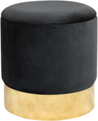 AKORD Furniture Factory AKORD Golden Tárolós Puff Bársony Fekete Arany Alappal (AKO-PUGOLDEN-BLACK)