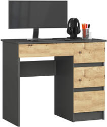 AKORD AKORD CLP Jobboldali Íróasztal Laminált Grafitszürke Artisan Tölgy 4-Fiókos (AKO-IP0PBIUSZARARTPRA7)