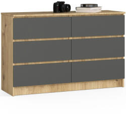 AKORD AKORD CLP Artisan 6-Fiókos Komód Matt Tölgy/Szürke (AKO-OP0LK-1ARTSZAR)