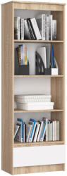 AKORD Furniture Factory AKORD CLP Sonoma Tölgy Könyvespolc Fehér Fiókkal (AKO-RP0PREGDABBIA002)