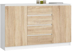 AKORD AKORD CLP Modern Komód Laminált Fehér-Sonoma Tölgy 4 Fiókos (AKO-OP0LK-1BIASON007)