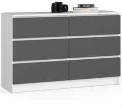 AKORD CLP 6-Fiókos Komód Laminált Fehér-Szürke Matt (AKO-OP0LK-120SZ6BIASZA)