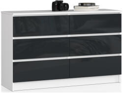 AKORD CLP 120 Komód 6 Fiókos Magasfényű Grafit MDF (AKO-OP0LK-GRAF)